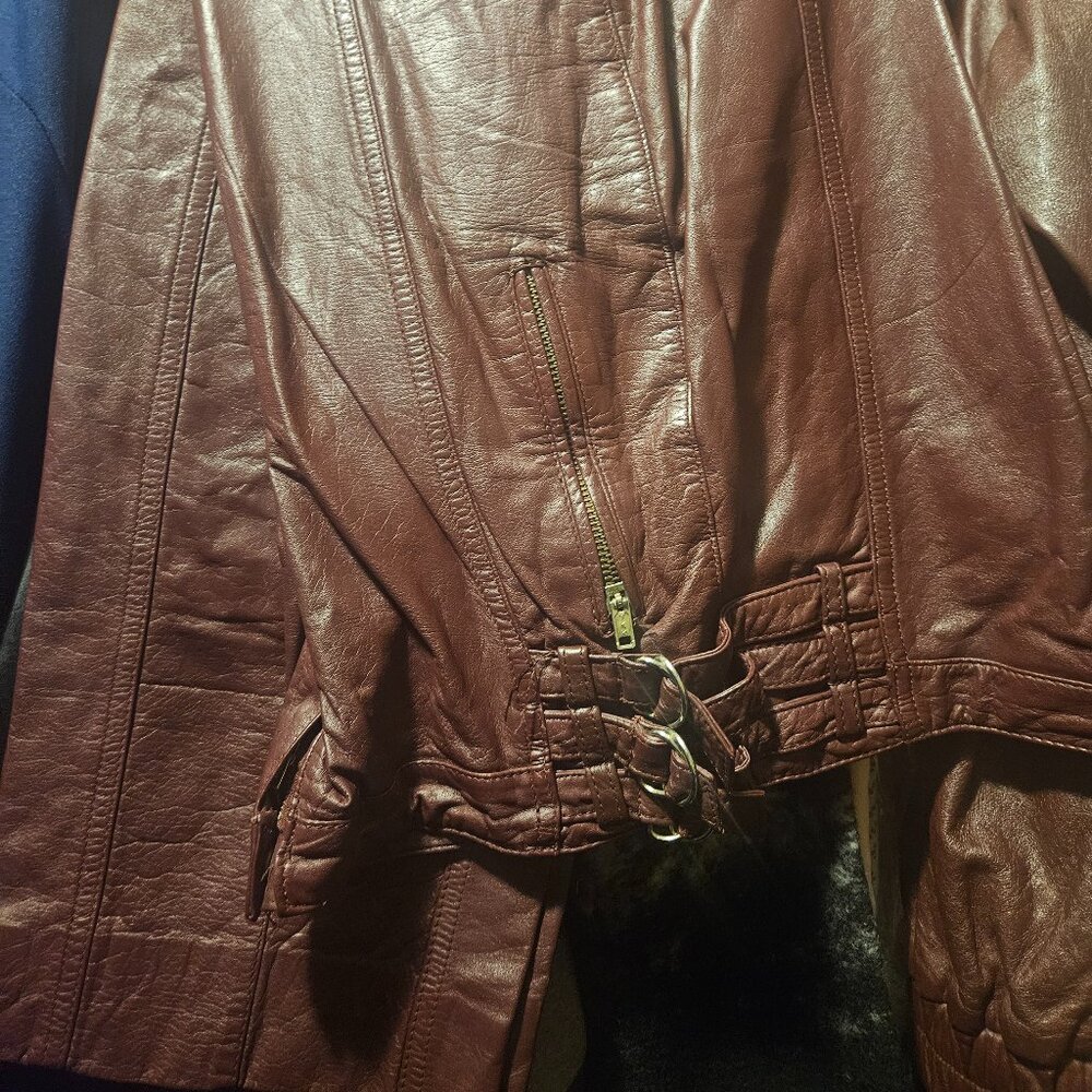 J. Palo Collection Vintage High Rise Genuine Leather Pants And Jacket Set